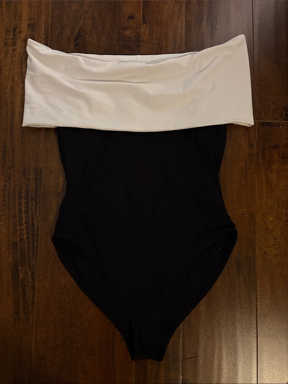 Rosetta Getty Black and White Strapless One-Piece Swimsuit